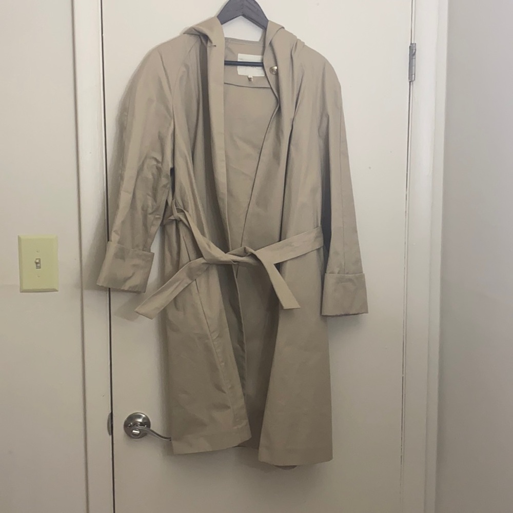 Maje- Gisele Trench Coat (Camel/Beige) color.
